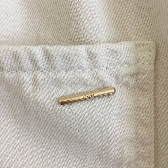 ZARA High Waist Baggy Fit Paper Bag Carrot Leg Ankle Rigid Womens 6 Ivory - Picture 12 of 15